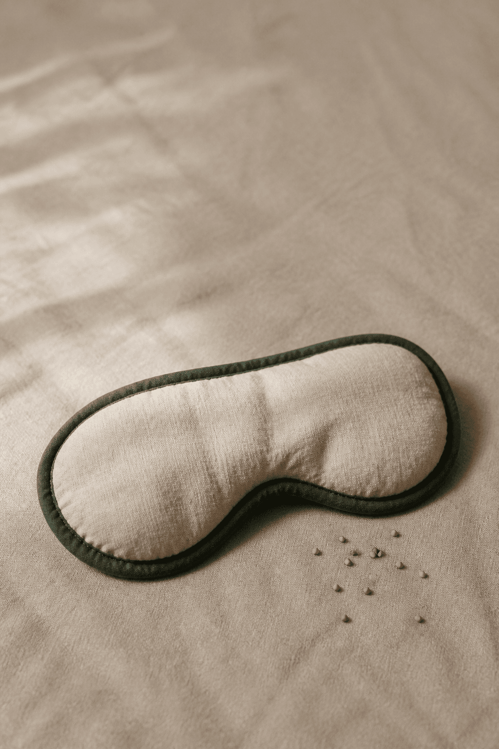 Natural cotton seed-filled eye mask with jade green edging